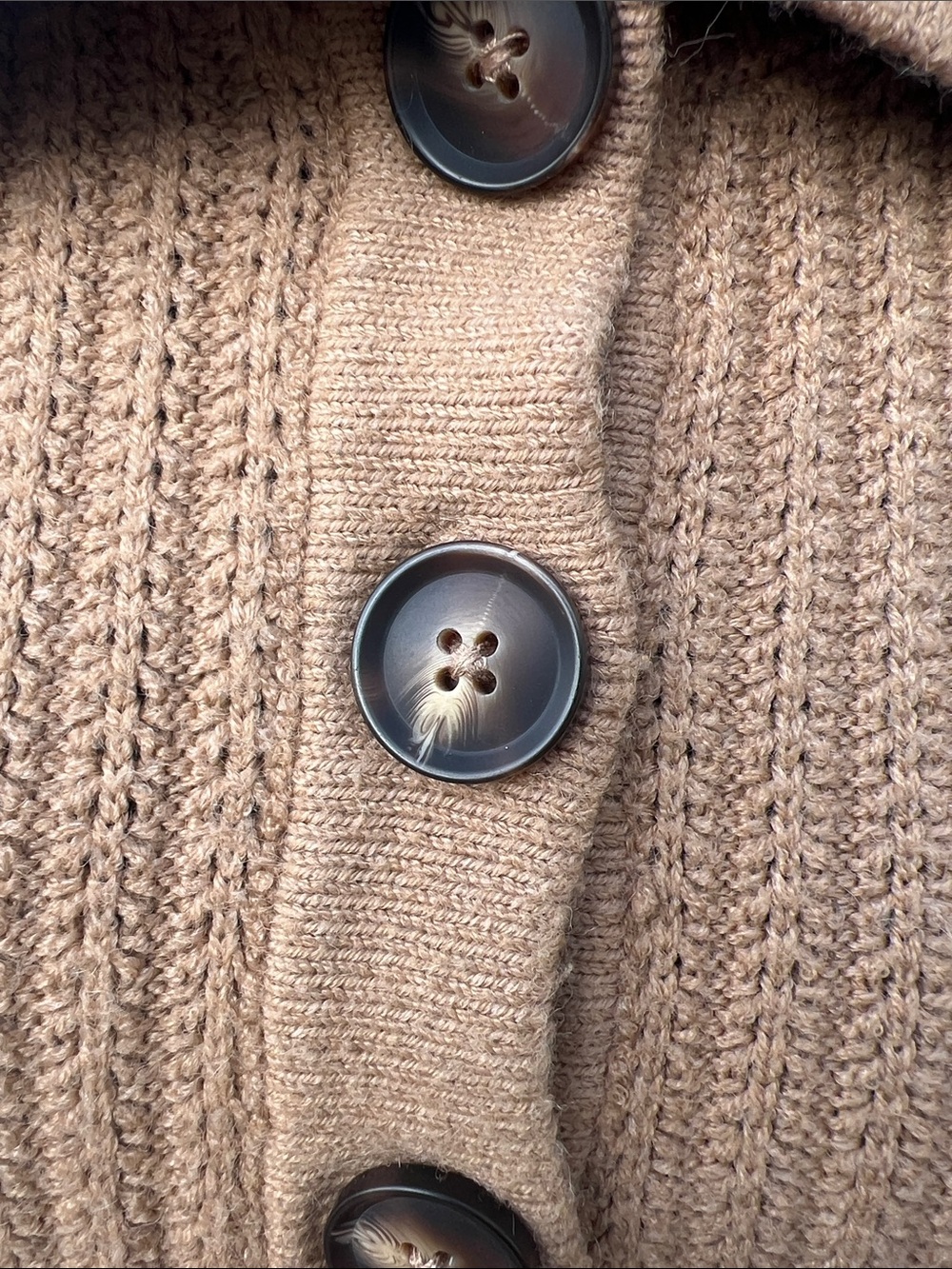 Time and Tru Ribbed Button-Front Sweater - Camel - Picture 2 of 12